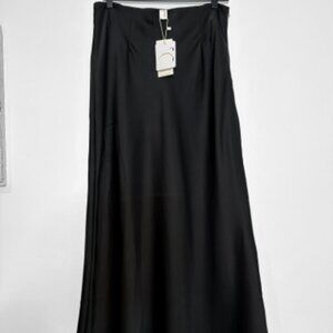 Black Commense Satin Maxi Skirt